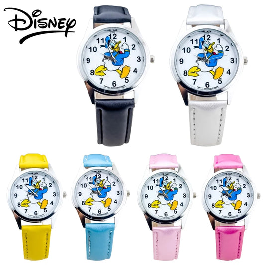 Disney Donald Duck Children's Quartz Wristwatch with Leather Straps and Analogue Dial
