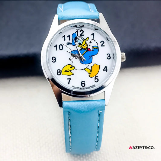 Disney Donald Duck Children's Quartz Wristwatch with Leather Straps and Analogue Dial